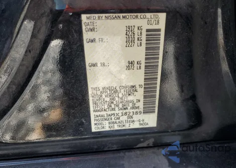 2018 Nissan Altima 2.5 из США, поврежденный, VIN 1N4AL3AP9JC182389